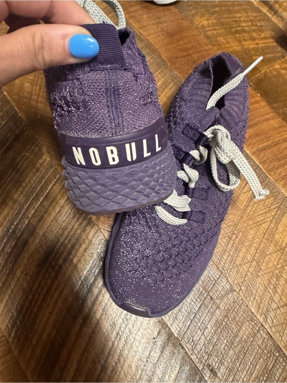 NOBULL Purple Knit Training Sneakers with Light Gray Laces